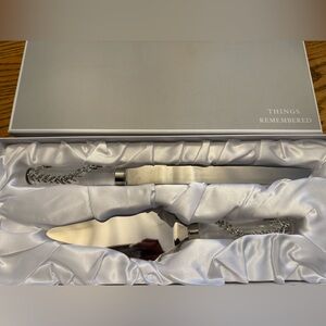 Elegant Silver Cake Knife and Server Set